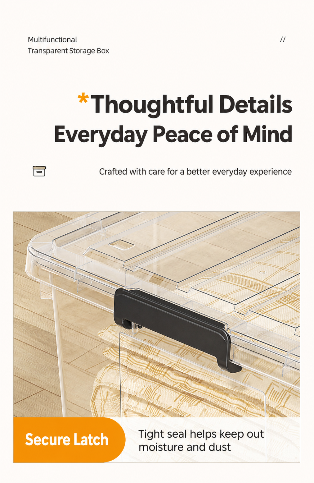Clear Large storage organizer box Plastic storage organizer box Large detail