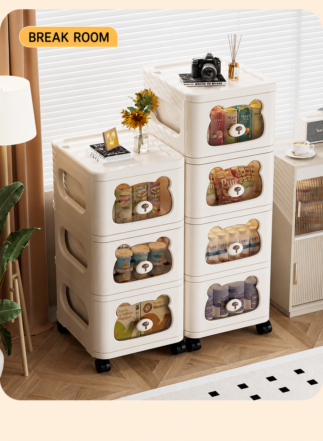 Rolling Storage Cart and Cabinet detail