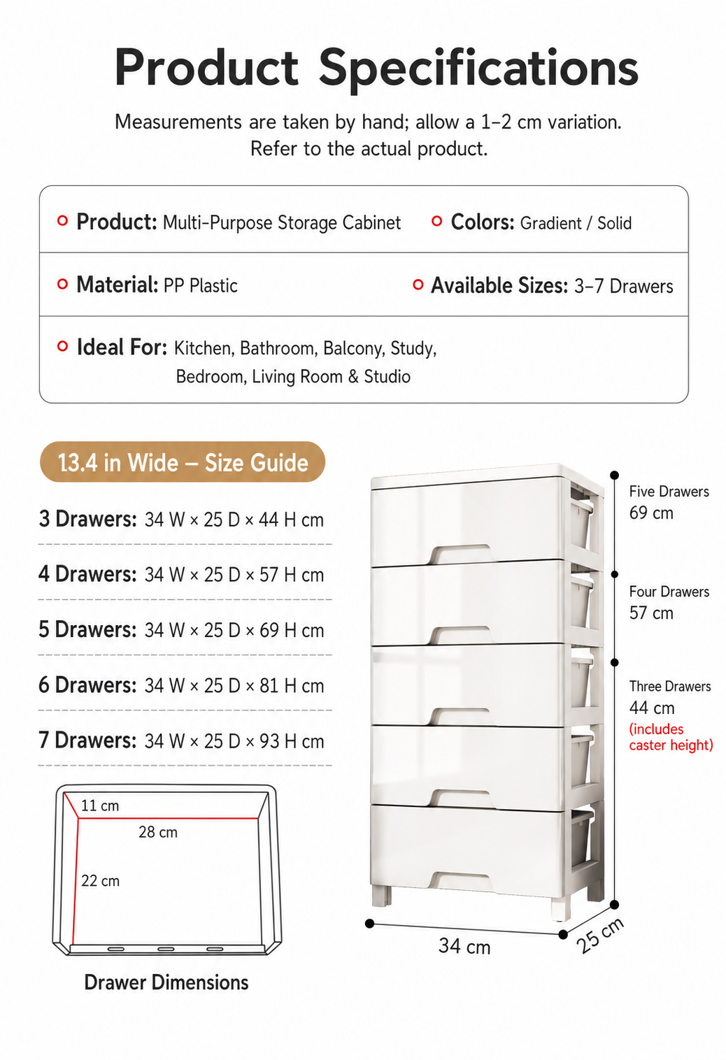 Polypropylene Drawer Storage Cabinet for Clothes, Toys and Household Items detail