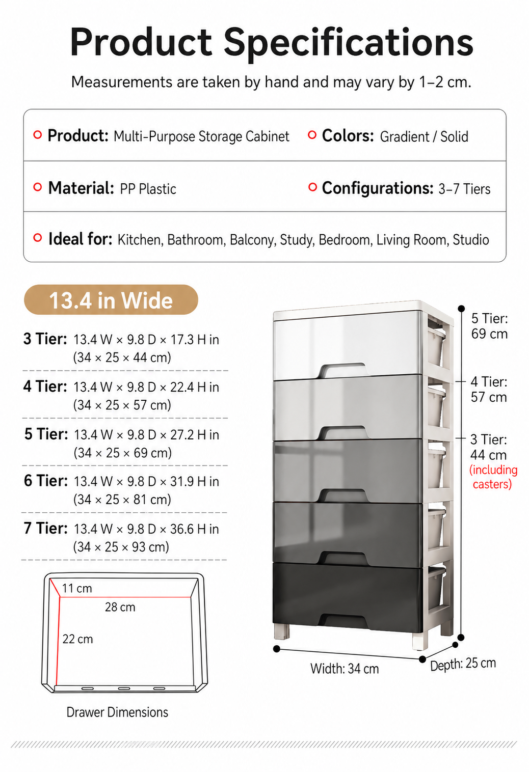 Polypropylene Drawer Storage Cabinet for Clothes, Toys and Household Items detail