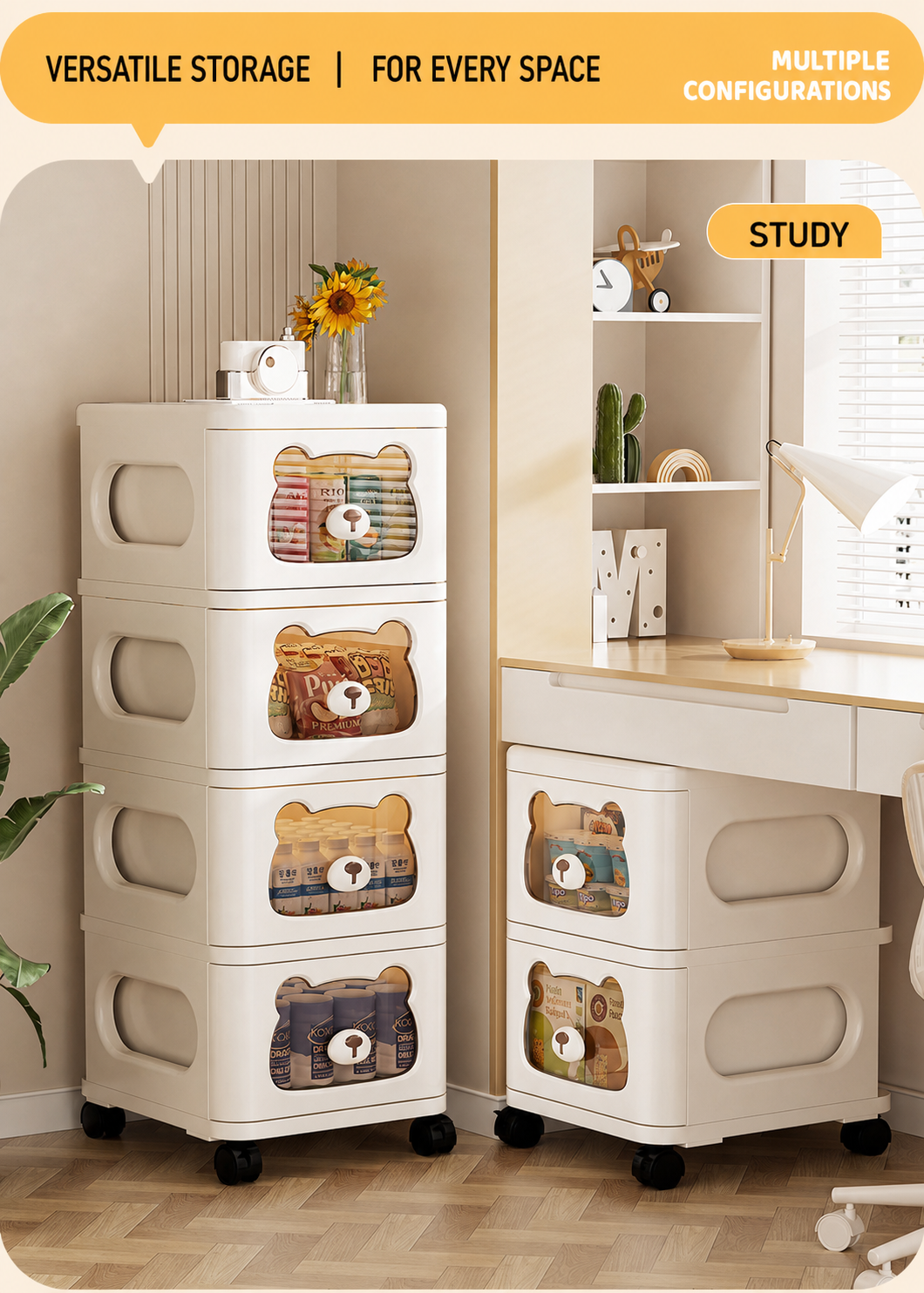 Rolling Storage Cart and Cabinet detail