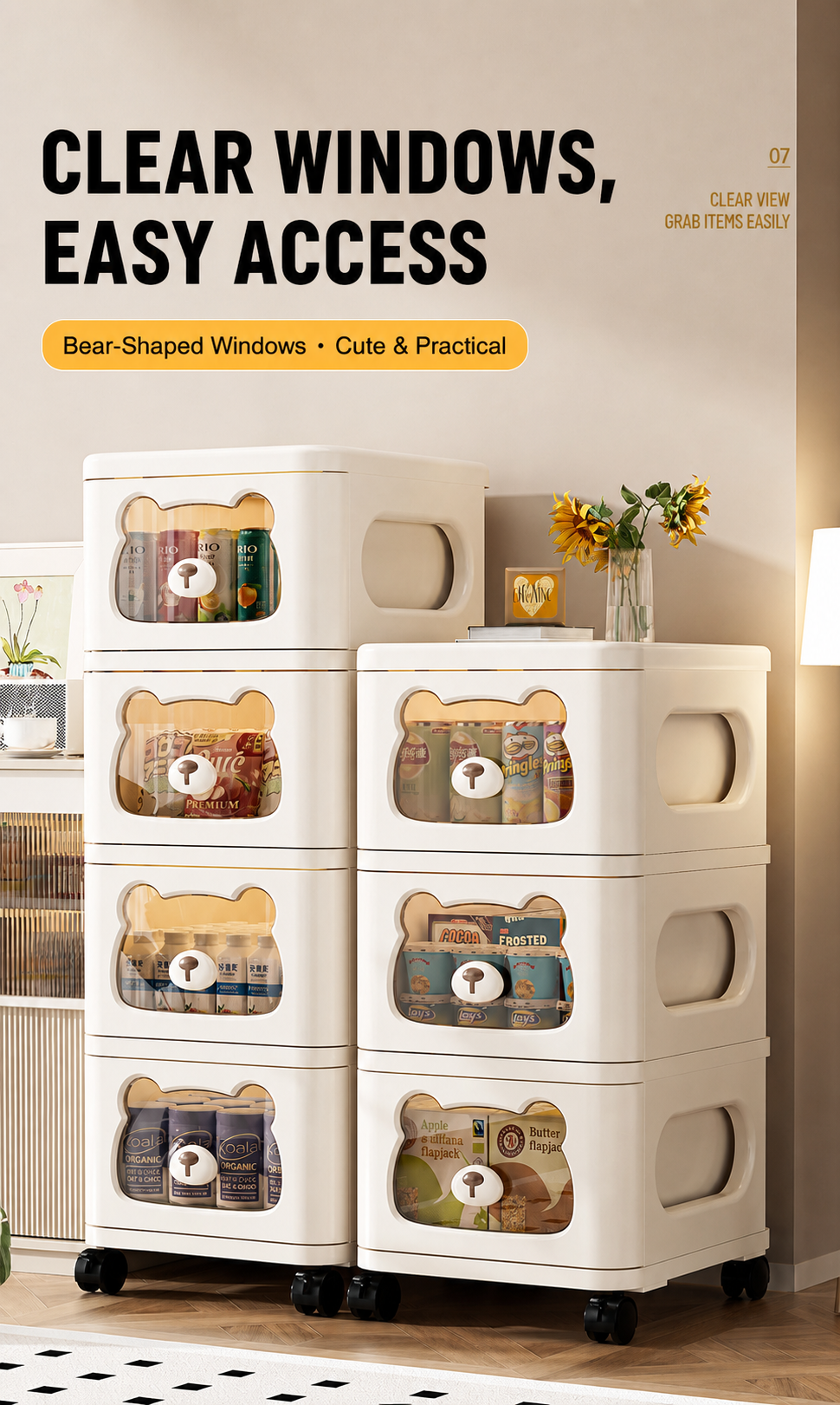 Rolling Storage Cart and Cabinet detail