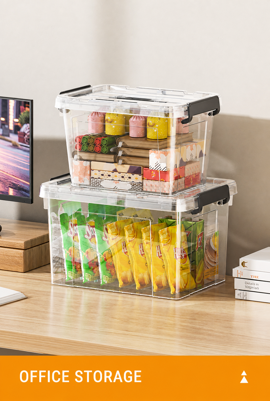 Clear Large storage organizer box Plastic storage organizer box Large detail