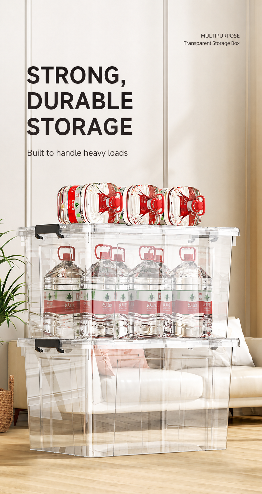 Clear Large storage organizer box Plastic storage organizer box Large detail