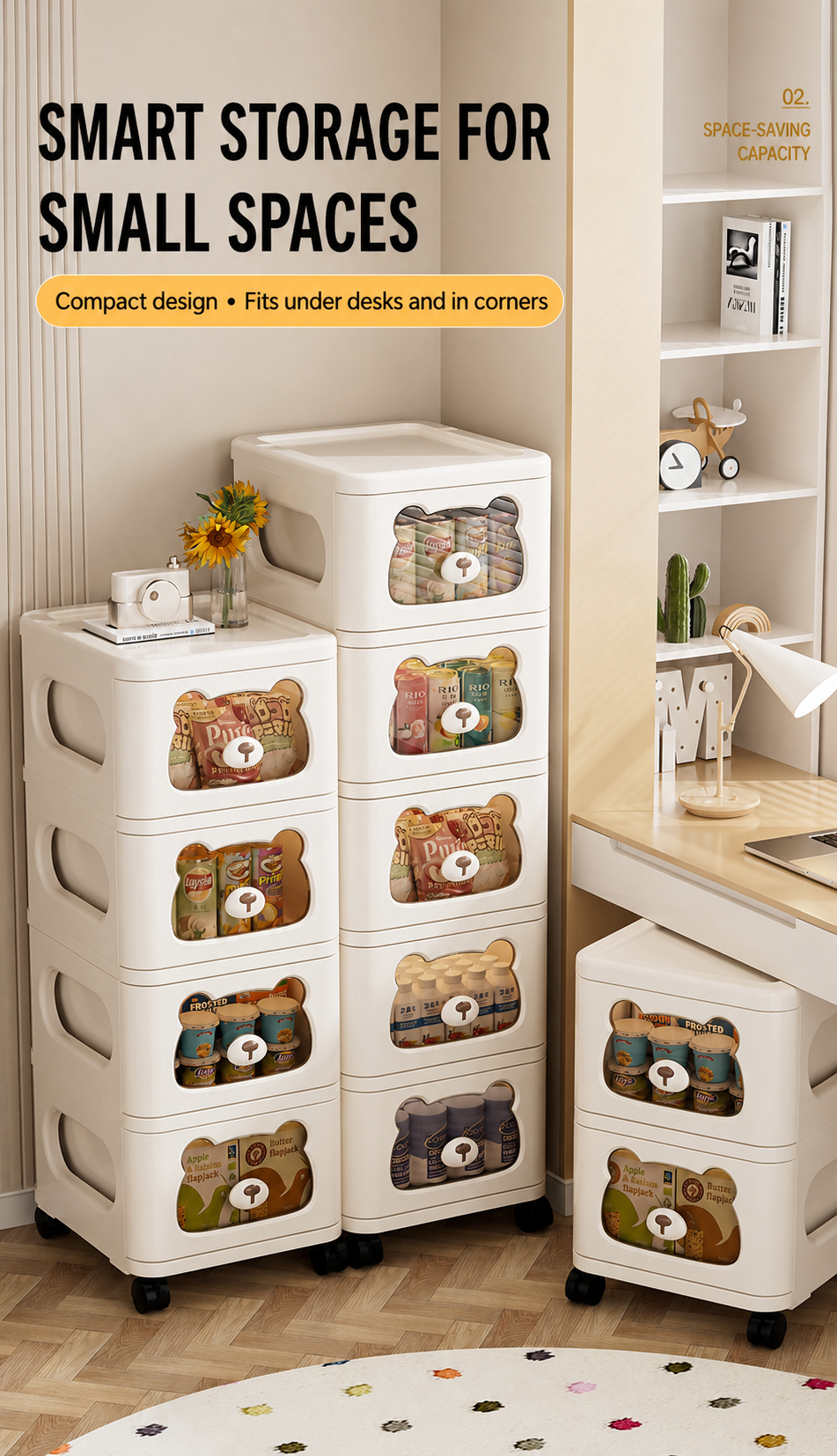 Rolling Storage Cart and Cabinet detail