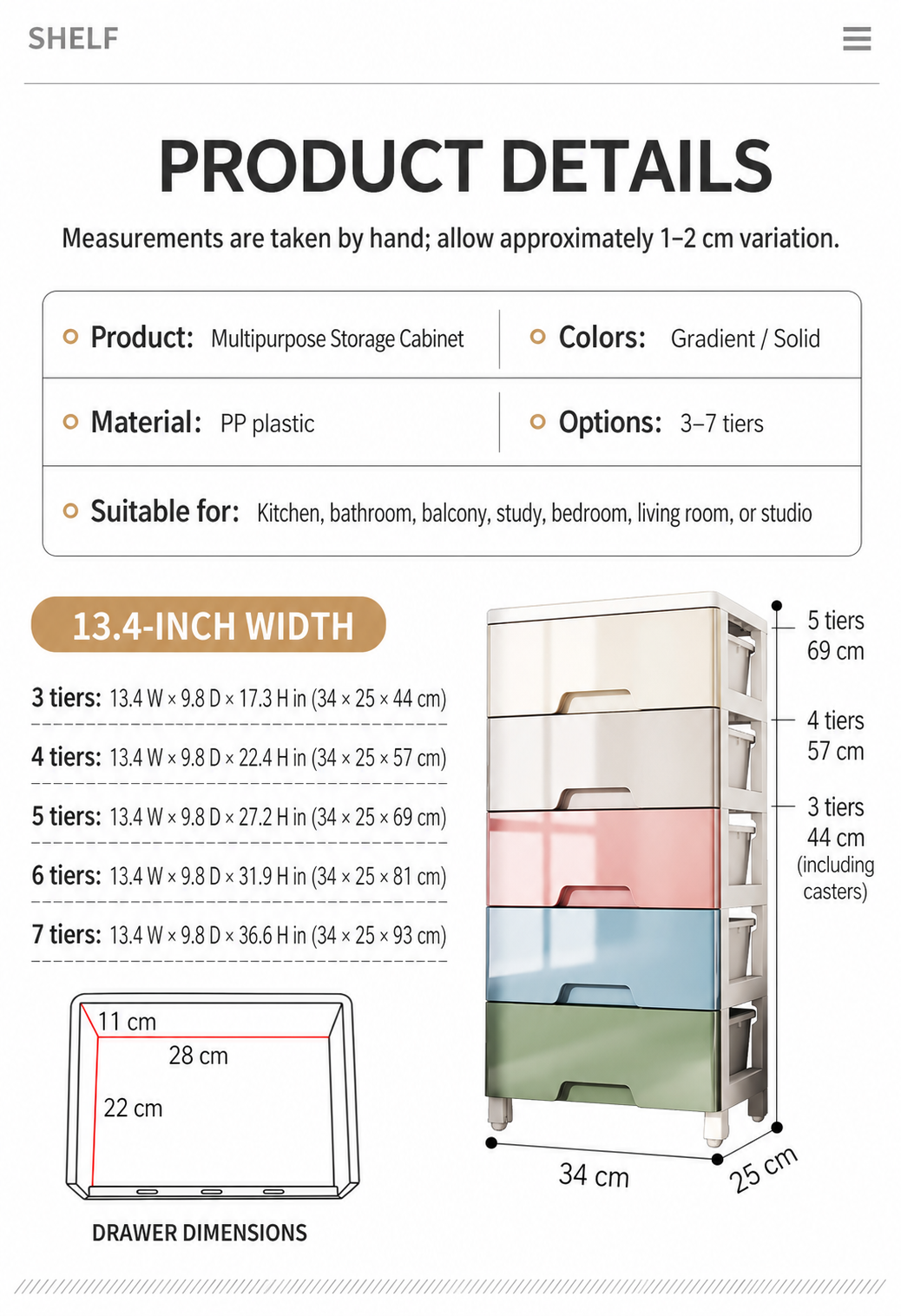 Polypropylene Drawer Storage Cabinet for Clothes, Toys and Household Items detail