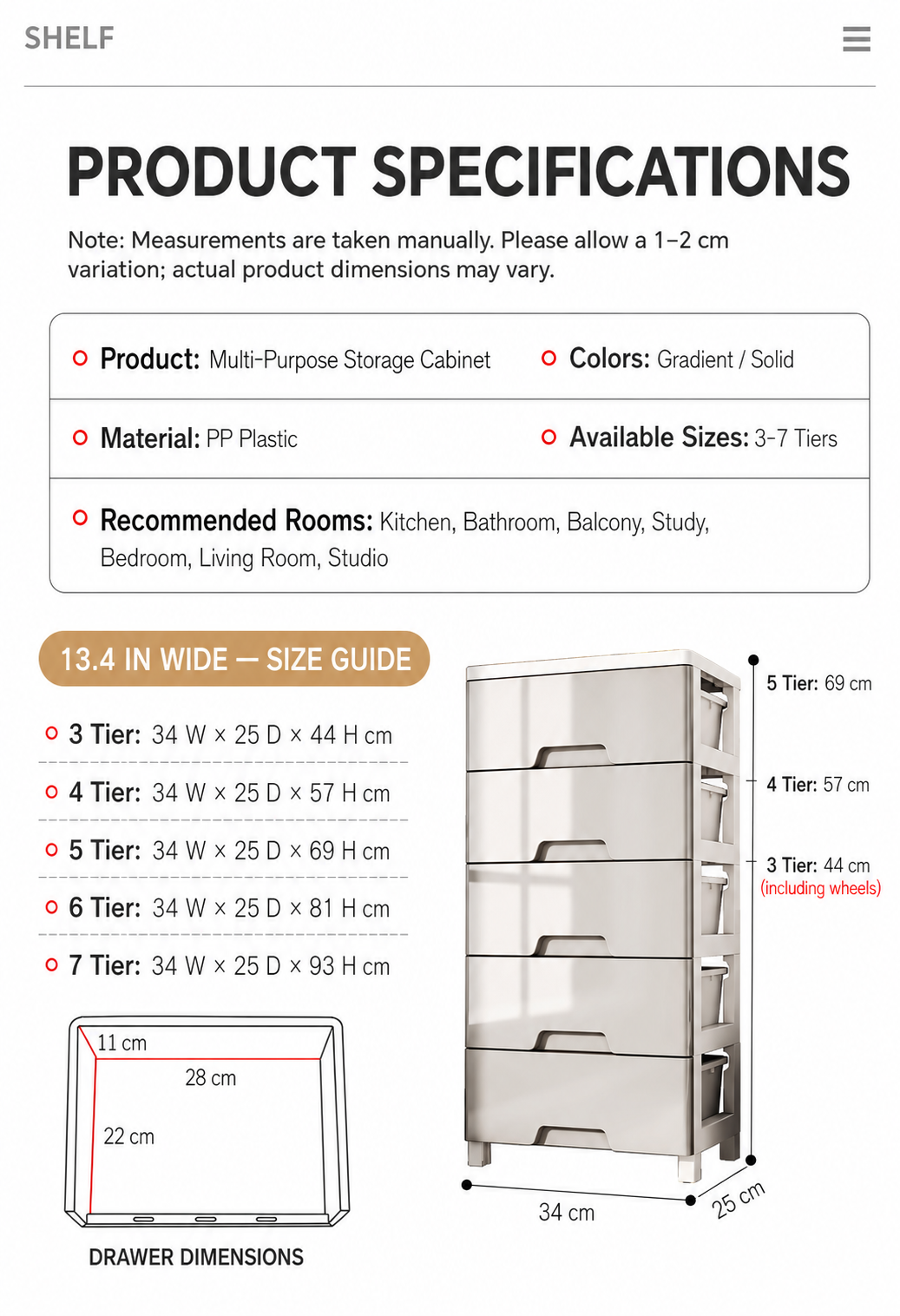 Polypropylene Drawer Storage Cabinet for Clothes, Toys and Household Items detail