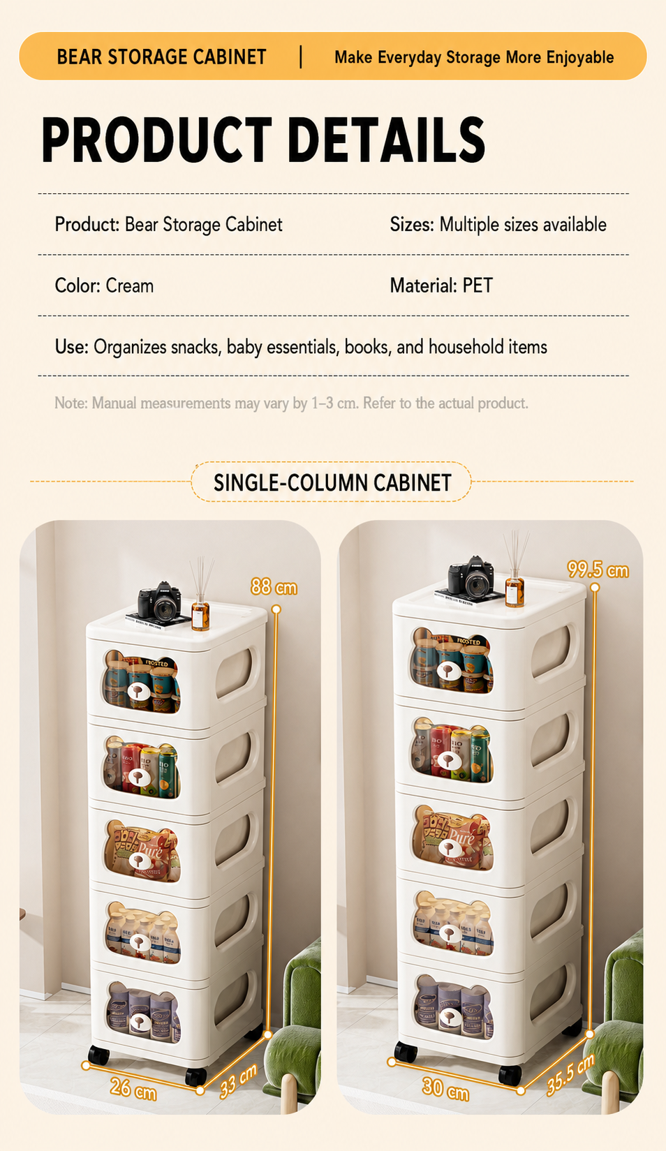 Rolling Storage Cart and Cabinet detail