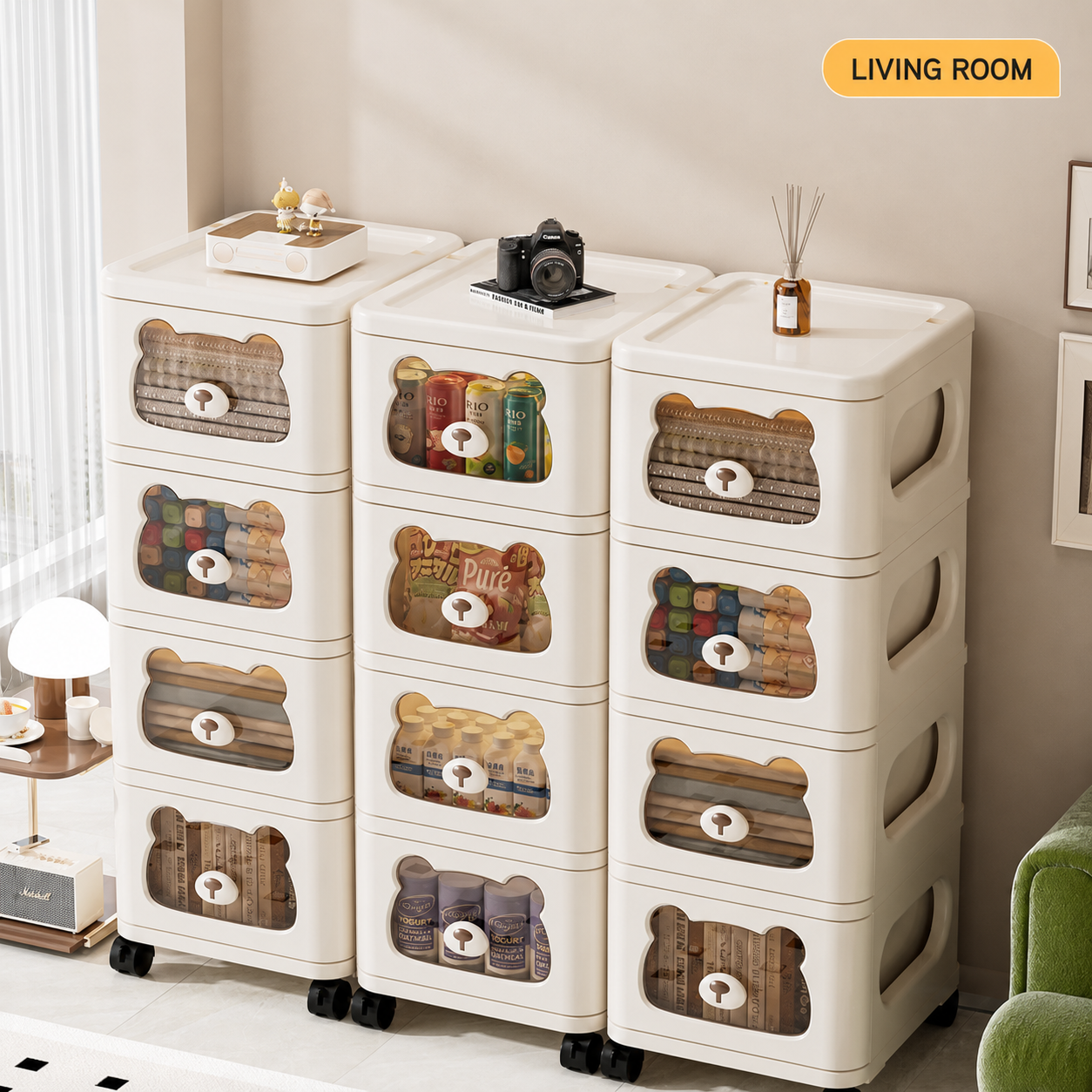 Rolling Storage Cart and Cabinet detail