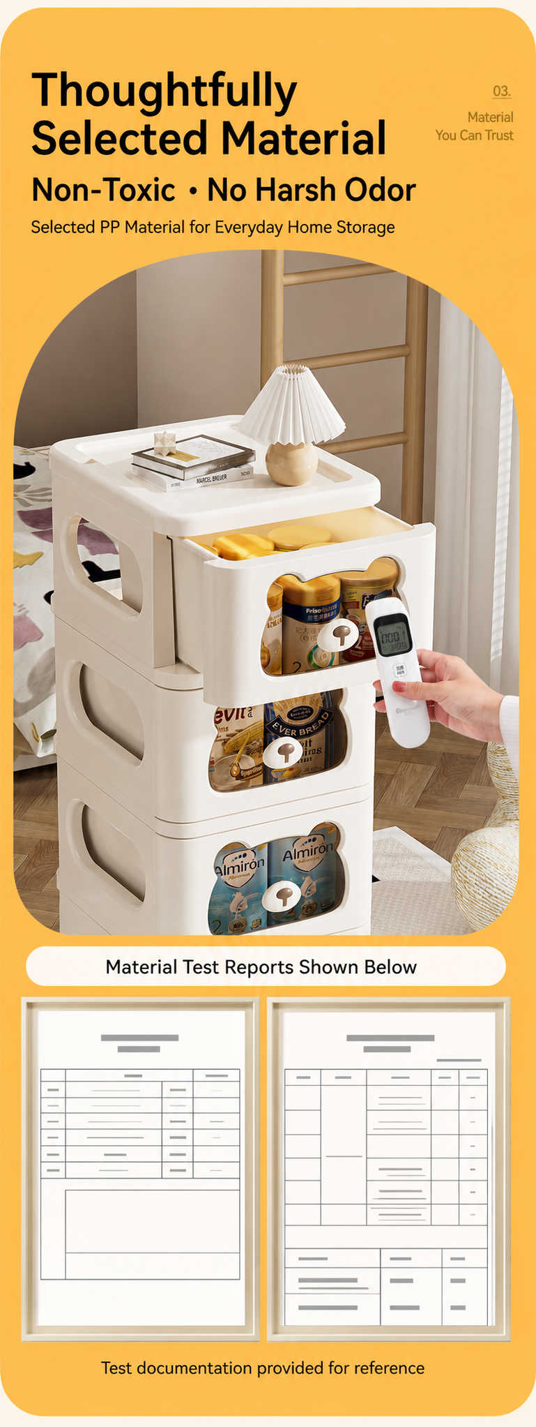 Rolling Storage Cart and Cabinet detail