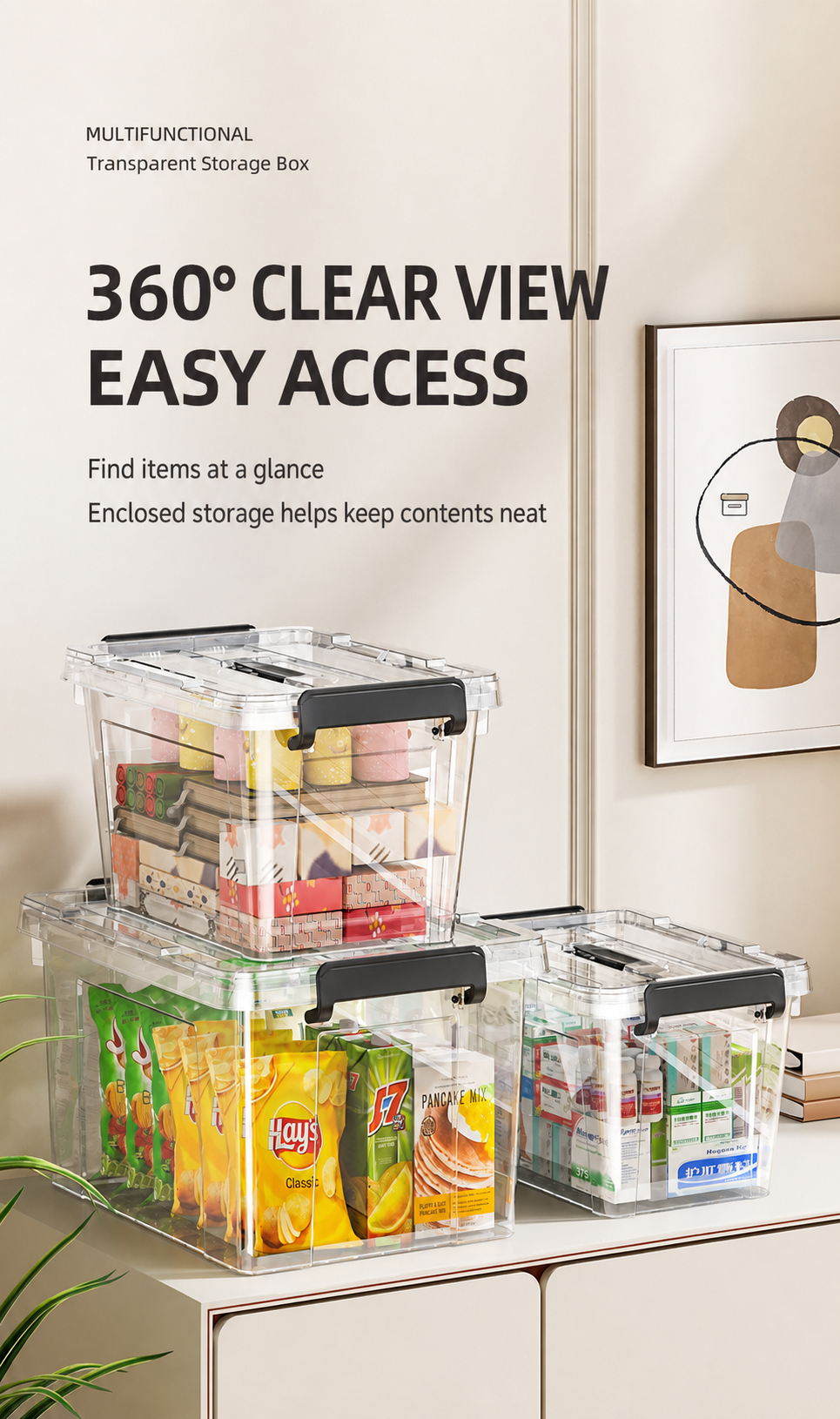 Clear Large storage organizer box Plastic storage organizer box Large detail