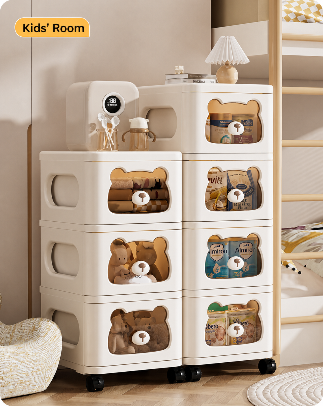 Rolling Storage Cart and Cabinet detail