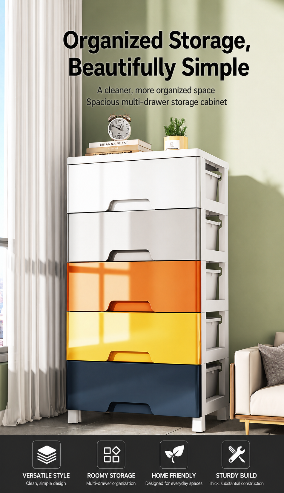 Polypropylene Drawer Storage Cabinet for Clothes, Toys and Household Items detail