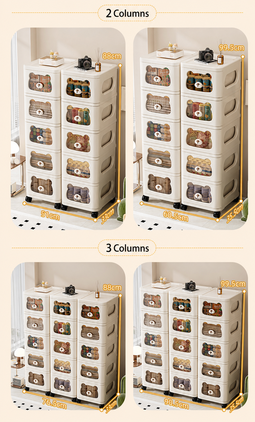 Rolling Storage Cart and Cabinet detail