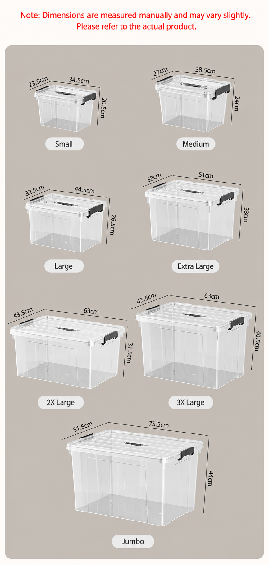 Clear Large storage organizer box Plastic storage organizer box Large detail