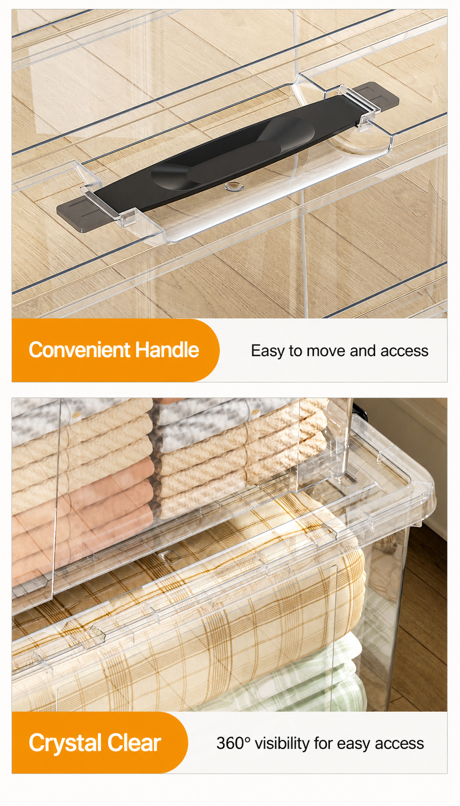 Clear Large storage organizer box Plastic storage organizer box Large detail