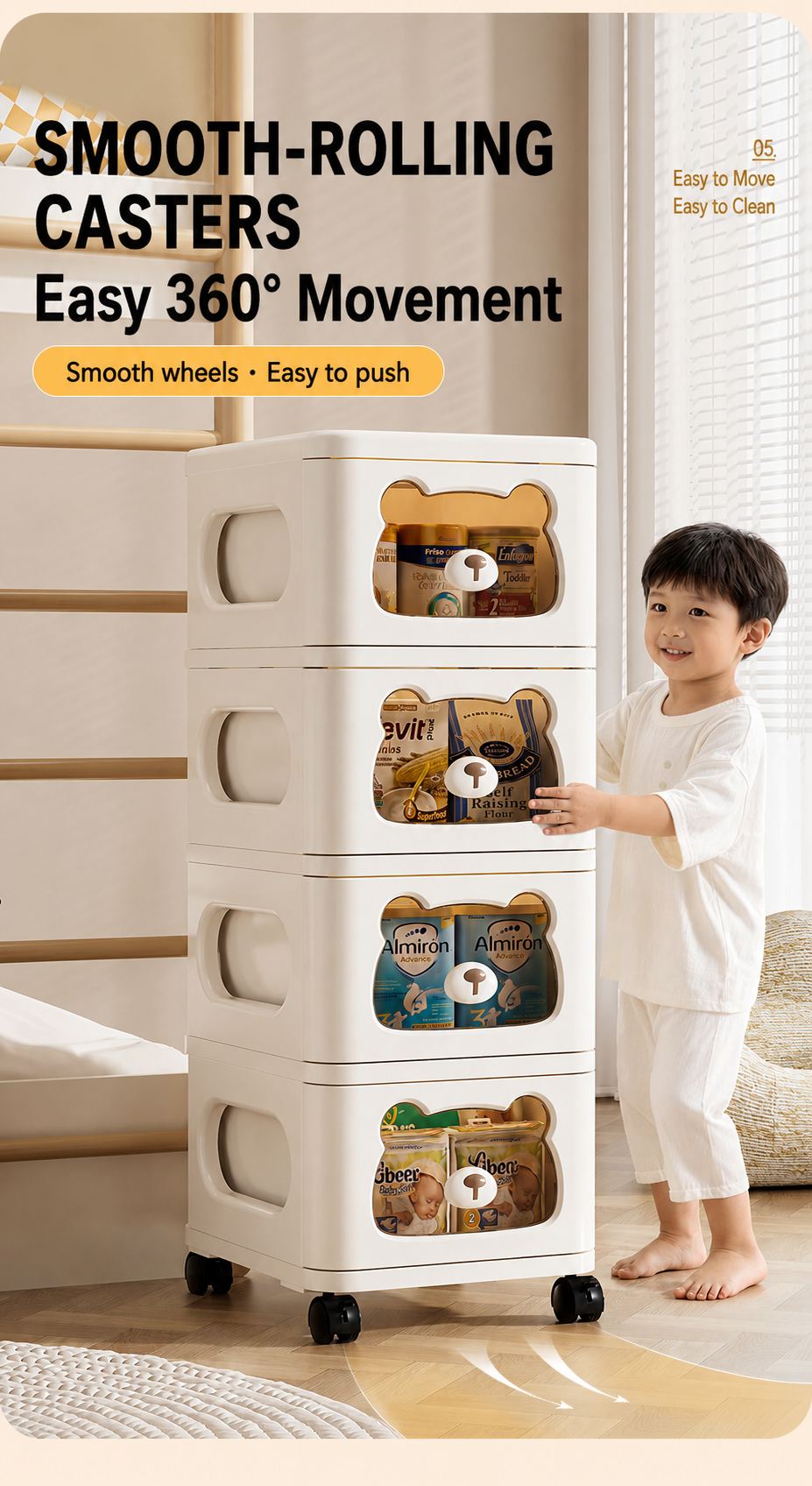 Rolling Storage Cart and Cabinet detail