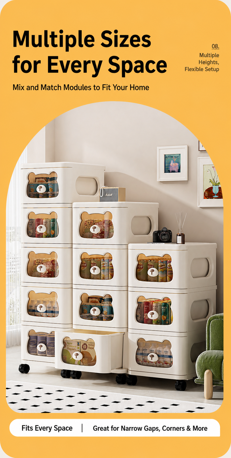 Rolling Storage Cart and Cabinet detail