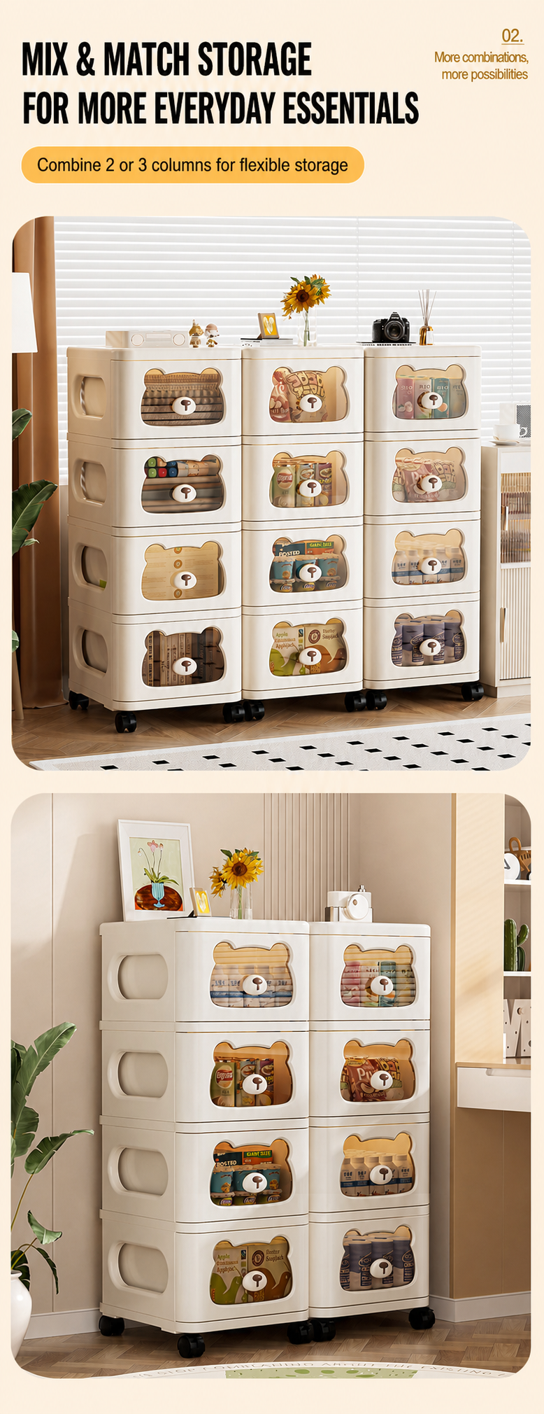 Rolling Storage Cart and Cabinet detail