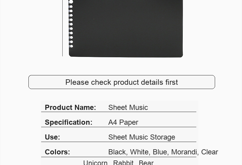 A4 Sheet Music Binder Folder detail